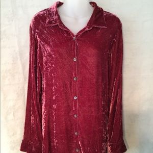 J. Jill burgundy crushed velvet blouse